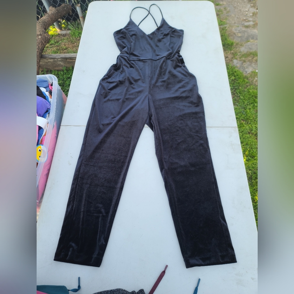 Express Black Velvet Jumpsuit